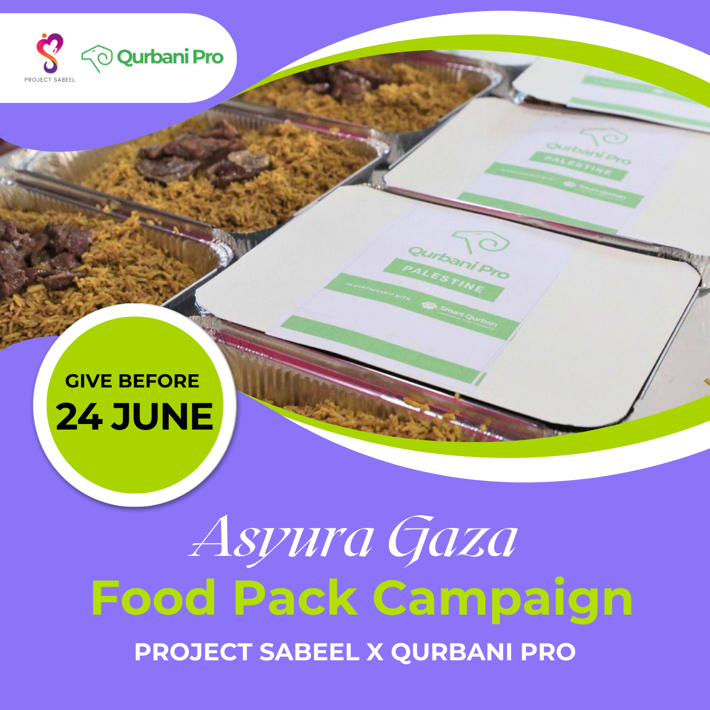 Asyura Gaza Food Packs Project Sabeel x Qurbani Pro